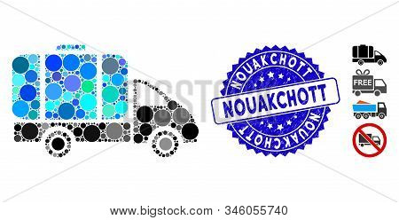 Mosaic Tank Truck Icon And Corroded Stamp Seal With Nouakchott Text. Mosaic Vector Is Composed With 