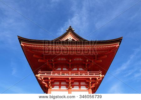 Kyoto, Japan. Kiyomizu-dera Temple Nio-mon Gate. Japanese Architecture.