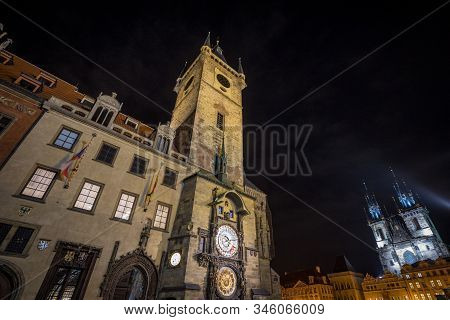 Old Town Square (staromestske Namesti) Of Prague, Czech Republic, At Night, With The Old Town Hall I