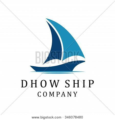 Silhouette Of Dhow Logo Design. Dhow Or Ship Logo Design Inspiration Vector. Traditional Sailboat Fr