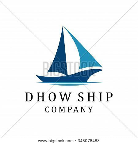 Silhouette Of Dhow Logo Design. Dhow Or Ship Logo Design Inspiration Vector. Traditional Sailboat Fr
