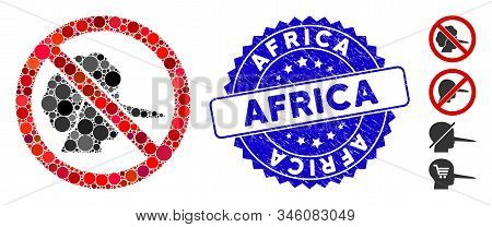 Mosaic No Faker Icon And Rubber Stamp Seal With Africa Caption. Mosaic Vector Is Created With No Fak