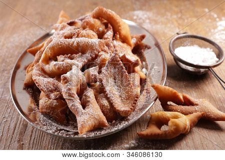 traditional french biscuit for carnival, donut- bugne