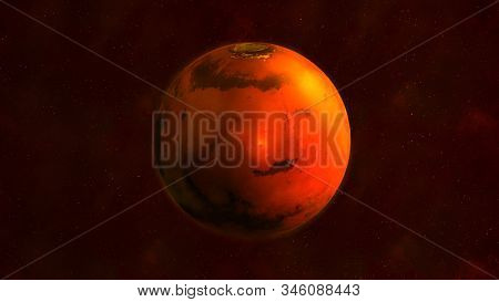 Planet Mars From Space Showing Elysium Mons. 3d Render