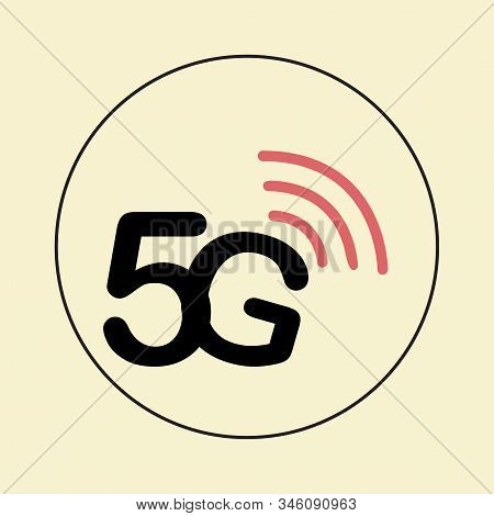 Vector Technology Icon Network Sign 5g. Illustration 5g Internet Symbol In Flat Line Minimalism Styl