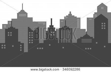 Black And White City Background With Shadows