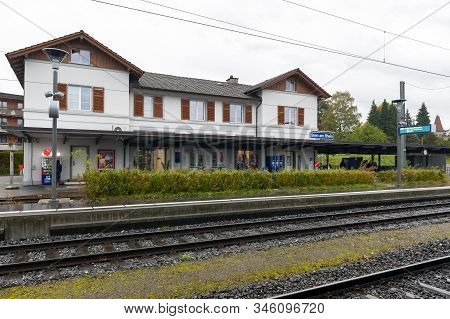 Stein Am Rhein, Switzerland - October 2019: Stein Am Rhein Railway Station Owned By Swiss Federal Ra