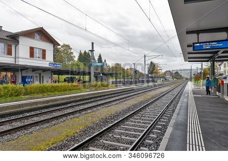 Stein Am Rhein, Switzerland - October 2019: Stein Am Rhein Railway Station Owned By Swiss Federal Ra