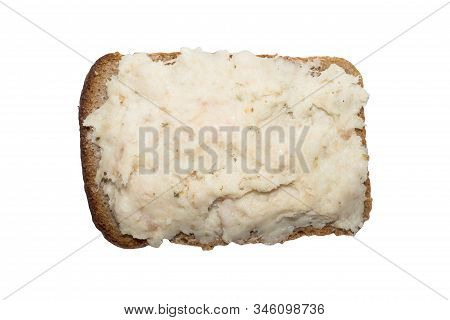 Bread With Grated Lard And Garlic.sandwich With Lard On A White Background.