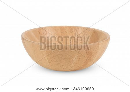 Wood Bowl Isolated On The White Background