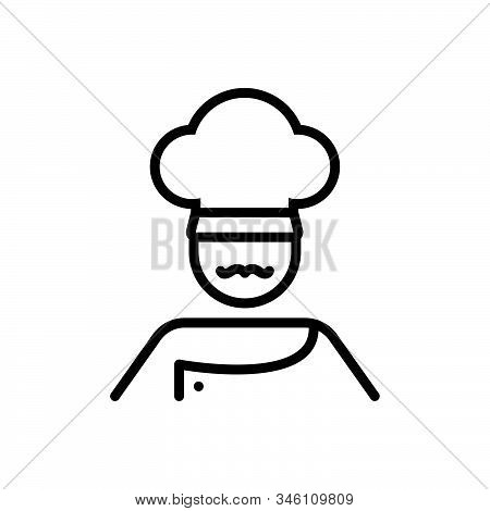 Black Line Icon For Cook Masterchief Cook Baker Cooking Person Chef Professional Occupation