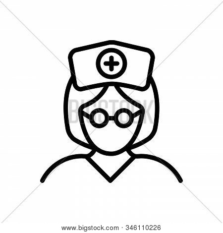 Black Line Icon For Nurse Sister Avatar Woman Medical Care-taker