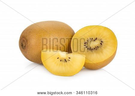 Yellow Kiwi Or Gold Kiwi Fruit Isolated On White Background