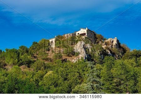 Old Ruins Near The Village Vallon Pont Darc In Ardeche, France