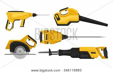 Electric Tools For Repair And Construction Vector Set