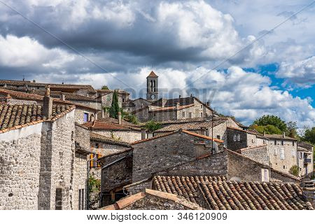 View Of The Old Village Of Balazuc In Ardeche In Southern France