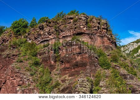 Gorges De Daluis Or Chocolate Canyon In Provence-alpes, France.
