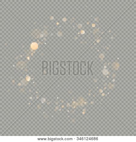 Effect Of Bokeh Rins Circles Isolated On Transparent Background. Christmas Glowing Warm Orange Glitt