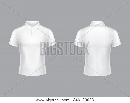 White Polo Shirt 3d Realistic Illustration Of Tennis T-shirt With Collar And Short Sleeves. Isolated