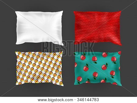 3d Realistic Comfortable Square Pillows In Bright Pillowcases, Different Patterns On Silk, Cotton Fa