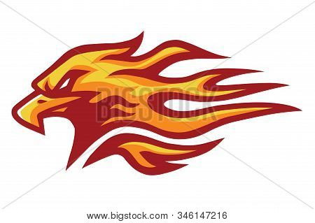 Eagle Head Fire Flame Logo Vector Mascot Design