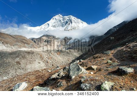 Mount Makalu With Clouds, Nepal Himalayas Mountains, Barun Valley
