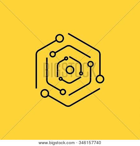 Vector Graphic Geometric Tech Symbol. Stock Vector Illustration Isolated On Yellow Background.