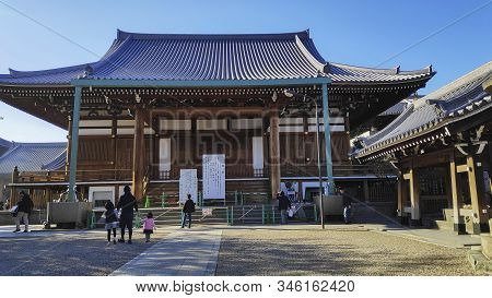Osaka, Japan- 01 Dec, 2019: Isshinji Temple In Osaka Japan. Founded In 1185 At The West Of The West 