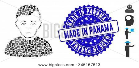 Mosaic Sad Man Icon And Rubber Stamp Watermark With Made In Panama Caption. Mosaic Vector Is Designe