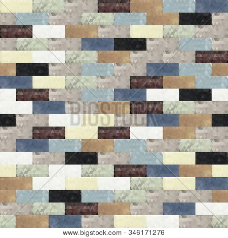 Color Brick Wall Background Having Assembled From Small Triangles. This Image Has Seamless Pattern.