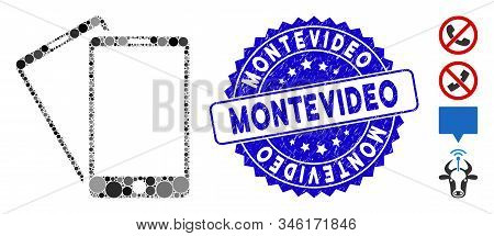 Mosaic Smartphones Icon And Grunge Stamp Watermark With Montevideo Text. Mosaic Vector Is Designed W