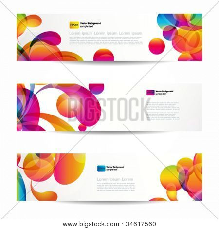 Abstract web banners with colorful arc-drop for your www design