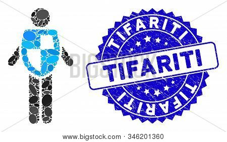 Mosaic Life Insurance Icon And Distressed Stamp Seal With Tifariti Caption. Mosaic Vector Is Formed 