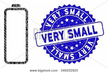 Mosaic Empty Battery Icon And Distressed Stamp Seal With Very Small Phrase. Mosaic Vector Is Compose