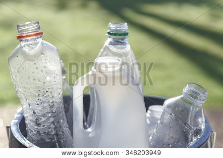 Plastic Recycling, Plastic Bottles And Containers From Household Waste To Recycle And Re Use