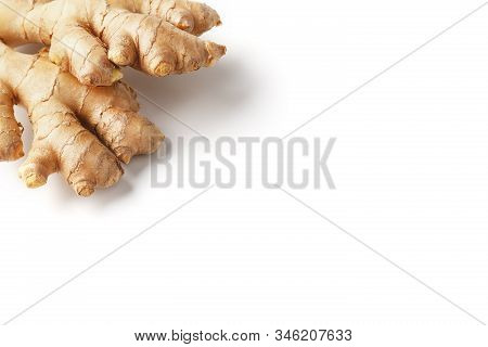 Fresh Ginger Root On A White Background, Isolate. Ginger Pharmacy.