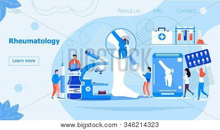 Rheumatology Concept For Website. Tiny Rheumatologists Treat Rheumatism, Osteoarthritis. Arthritis F