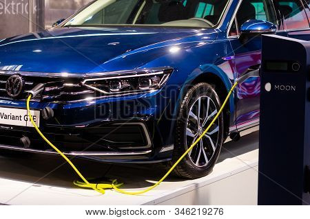 Charging An Plug-in Hybrid Volkswagen Passat Variant Gte With The Power Cable Supply Plugged In, Pra
