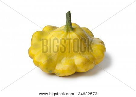  Sarı Patty pan Squash beyaz zemin üzerine