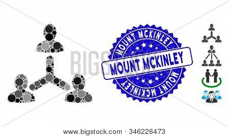 Mosaic Social Relations Icon And Grunge Stamp Watermark With Mount Mckinley Phrase. Mosaic Vector Is
