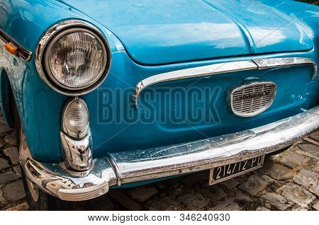 Spello, Italy - September 20, 2014: Old Style Vintage Italian Car Autobianchi In A Village In Centra