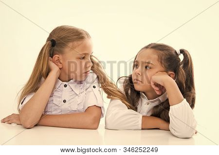 Being Involved In The True Friendship. Small School Friends Enjoying Bonds Of Friendship. Friendship