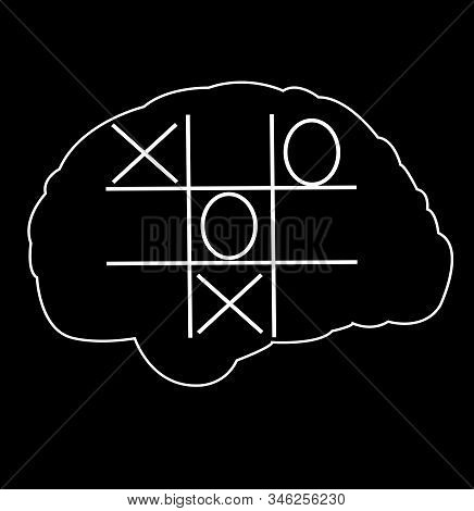 Illustration Of A Brain With An X And Zero Game To Mean How Easy And Simple The Brain Is Thinking , 