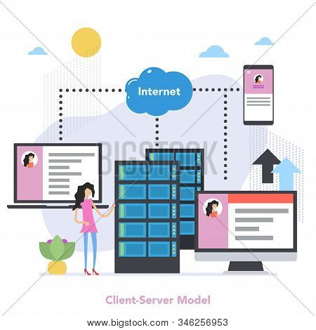 Square Client Server Model Concept With Gradient