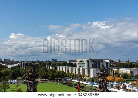 Berlin, Germany- September 28, 2019:panorama Of The City Of Berlin From The Roof Of The Bendestag Bu