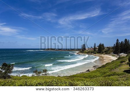 Magnificent View From Clarence Lighthouse Towards Yamba Beach In Yamba, Northern Coast Of Nsw, Austr