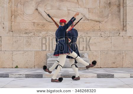 Greece, Athens - November 30, 2019: The Evzones Or Evzonoi A Ceremonial Unit That Guards The Greek T