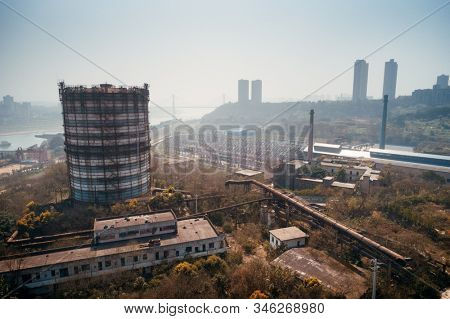CHONGQING, CHINA â MARCH 13: Chongqing Iron & Steel Co. old site aerial view on March 13, 2018 in Chongqing. It is now an Industrial Museum and the symbolic site of the steel industry in Chongqing. 