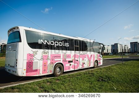 Innopolis, Russia - August 25, 2019: Colorful Bus Kazan - Innolpolis. Innopolis City In Republic Of 