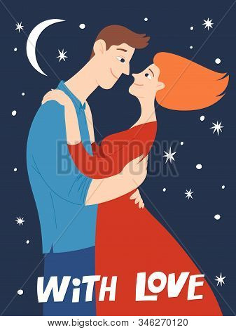 Valentines Day Poster Or Card With Couple